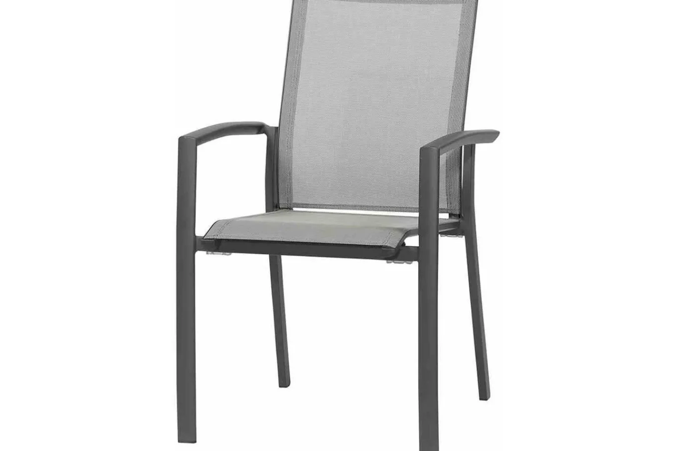 Outlet Garten-Essgruppe, anthrazit/grau, Aluminium/Ranotex-Gewebe, Ausziehtisch 180/240 x 100 cm, inkl. 6 Stapelsessel Aluminium-Gartenmöbel
