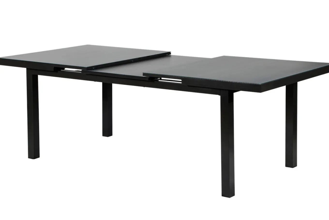 Outlet Garten-Essgruppe, anthrazit/grau, Aluminium/Ranotex-Gewebe, Ausziehtisch 180/240 x 100 cm, inkl. 6 Stapelsessel Aluminium-Gartenmöbel
