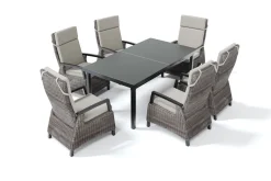 Discount Garten-Essgruppe, anthrazit/grau, Alu/Polyrattan, Ausziehtisch 180/240 x 100 cm, inkl. 6 Diningsessel Garten-Essgruppen|Aluminium-Gartenmöbel