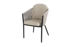 New Garten-Essgruppe, anthrazit/beige, Alu/Keramik/Rope-Geflecht, Tisch 200/265 x 100 cm, 6 Diningsessel Garten-Essgruppen