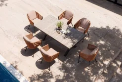 Online Garten-Essgruppe, anthrazit/orange, Alu/Rope-Geflecht, ausziehbare Tischplatte 200/260 x 100 cm, 6 Diningsessel Garten-Essgruppen