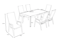 Clearance Garten-Essgruppe, anthrazit/grau, Alu/Glas/Textilene, 180/240 x 100 cm, ausziehbar, stapelbar Garten-Essgruppen