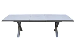 Sale Garten-Essgruppe, schwarz/anthrazit, Aluminium/Polyrattan/Steinimitat, 200/260 x 100 cm, ausziehbar, 6 Diningsessel Garten-Essgruppen