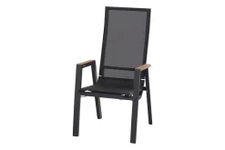 Garten-Essgruppe, matt anthrazit/grau/Teak, Alu/Glas/Textil, 180/240 x 100 cm, ausziehbar Garten-Essgruppen