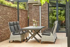 New Messina/Corido Garten-Essgruppe, anthrazit, Alu/Geflecht/Keramik, 200-260 x 100 cm, inkl. 6 Diningsessel Garten-Essgruppen|Aluminium-Gartenmöbel