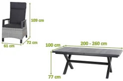 New Messina/Corido Garten-Essgruppe, anthrazit, Alu/Geflecht/Keramik, 200-260 x 100 cm, inkl. 6 Diningsessel Garten-Essgruppen|Aluminium-Gartenmöbel