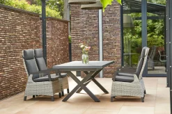 Discount Messina/Corido Garten-Essgruppe, anthrazit, Alu/Geflecht/Keramik, 200-260 x 100 cm, inkl. 4 Diningsessel Garten-Essgruppen