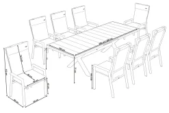 Online Messina/Velia Garten-Essgruppe, anthrazit/grau, Alu/Textilgewebe/Keramik, 200-260x100 cm, inkl. 8 Diningsessel, stufenlos verstellbar Garten-Essgruppen