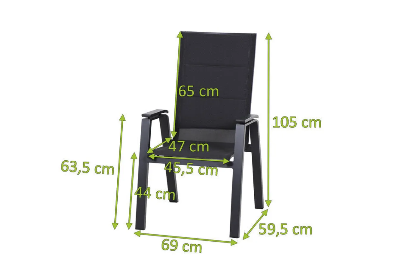 Online Milano Sessel, anthrazit matt, Aluminium pulverbeschichtet/Ranotex, 59 x 69 x 105 cm, stapelbar Gartenstühle & Gartensessel