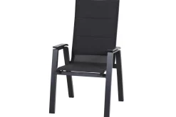 Outlet Miros/Milano Garten-Essgruppe, Anthrazit, Alu/Ranotex-Gewebe, Ausziehtisch 180/240 x 90 cm, 8 Stapelsessel Aluminium-Gartenmöbel