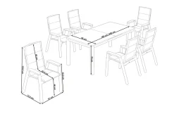 New Miros/Milano Garten-Essgruppe, anthrazit, Alu/Ranotex-Gewebe, Ausziehtisch 180/240 x 90 cm, 6 Sessel Garten-Essgruppen