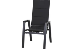 Outlet Miros/Milano Garten-Essgruppe, anthrazit, Alu/Ranotex-Gewebe, Ausziehtisch 180/240x90 cm, 4 Stapelsessel Garten-Essgruppen|Aluminium-Gartenmöbel