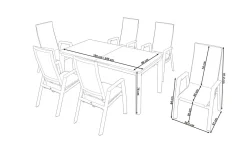 Outlet Miros/Rondo Garten-Essgruppe, anthrazit, Alu/Ranotex-Gewebe, Ausziehtisch 180/240 x 90 cm, 6 Stapelsessel Garten-Essgruppen|Aluminium-Gartenmöbel