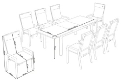 Miros/Valencia Garten-Essgruppe, anthrazit/grau, Aluminium/Glas, Ausziehtisch 180/240x90cm, 8 Sessel Garten-Essgruppen|Aluminium-Gartenmöbel