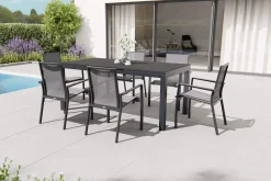 Clearance Miros/Velia Garten-Essgruppe, anthrazit, Aluminium, 180/240 x 90 cm, ausziehbar, witterungsbeständig Garten-Essgruppen|Aluminium-Gartenmöbel