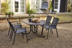 Sale Reno Stapelsessel, Anthrazit, Aluminium, 65x56x88 cm, Pflegeleicht, Stapelbar Aluminium-Gartenmöbel|Gartenstühle & Gartensessel