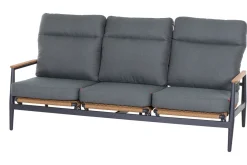 Best Roma Gartenlounge, grau, Aluminium & Teakholz FSC, 85x205 cm, Pflegeleicht & Witterungsbeständig Gartenlounge|Aluminium-Gartenmöbel