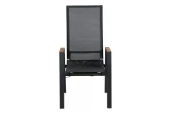 Best Rondo Move Stapelsessel, anthrazit matt, Alu/Ranotex, 72 x 59 x 110 cm, mit Teak-Armlehnen, stufenlos verstellbar Gartenstühle & Gartensessel