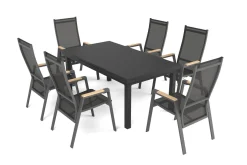 Online Savona Garten-Essgruppe, anthrazit matt/grau, Alu/Glas/Teak/Ranotex, 180/240 x 100 cm, ausziehbar Garten-Essgruppen