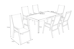 Online Savona Garten-Essgruppe, anthrazit matt/grau, Alu/Glas/Teak/Ranotex, 180/240 x 100 cm, ausziehbar Garten-Essgruppen