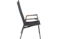 Discount Savona Move Stapelsessel, anthrazit matt, Alu/Ranotex, 73 x 60 x 113 cm, mit Teak-Armlehnen, verstellbar Gartenstühle & Gartensessel