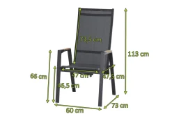 Discount Savona Move Stapelsessel, anthrazit matt, Alu/Ranotex, 73 x 60 x 113 cm, mit Teak-Armlehnen, verstellbar Gartenstühle & Gartensessel