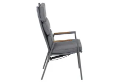 Best Savona Sessel, matt graphit , Alu/Teak/Texfabric, 74x60x110 cm, verstellbare Rückenlehne, inkl. Polster Aluminium-Gartenmöbel|Gartenstühle & Gartensessel