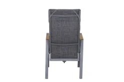 Best Savona Sessel, matt graphit , Alu/Teak/Texfabric, 74x60x110 cm, verstellbare Rückenlehne, inkl. Polster Aluminium-Gartenmöbel|Gartenstühle & Gartensessel