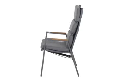 Best Savona Sessel, matt graphit , Alu/Teak/Texfabric, 74x60x110 cm, verstellbare Rückenlehne, inkl. Polster Aluminium-Gartenmöbel|Gartenstühle & Gartensessel
