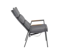 Best Savona Sessel, matt graphit , Alu/Teak/Texfabric, 74x60x110 cm, verstellbare Rückenlehne, inkl. Polster Aluminium-Gartenmöbel|Gartenstühle & Gartensessel