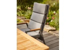 Best Savona Sessel, matt graphit , Alu/Teak/Texfabric, 74x60x110 cm, verstellbare Rückenlehne, inkl. Polster Aluminium-Gartenmöbel|Gartenstühle & Gartensessel