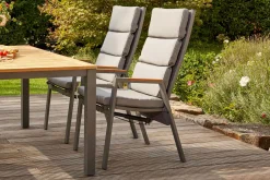 Best Savona Sessel, matt graphit , Alu/Teak/Texfabric, 74x60x110 cm, verstellbare Rückenlehne, inkl. Polster Aluminium-Gartenmöbel|Gartenstühle & Gartensessel