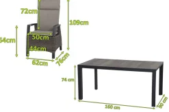Discount Silva/Corido Garten-Essgruppe, anthrazit/grau, Alu/Gardino®-Geflecht/Keramik, 160 x 90cm, inkl. 4 Diningsessel Garten-Essgruppen