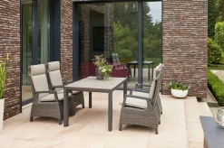 Discount Silva/Corido Garten-Essgruppe, anthrazit/grau, Alu/Gardino®-Geflecht/Keramik, 140 x 90cm, inkl. 4 Diningsessel Garten-Essgruppen
