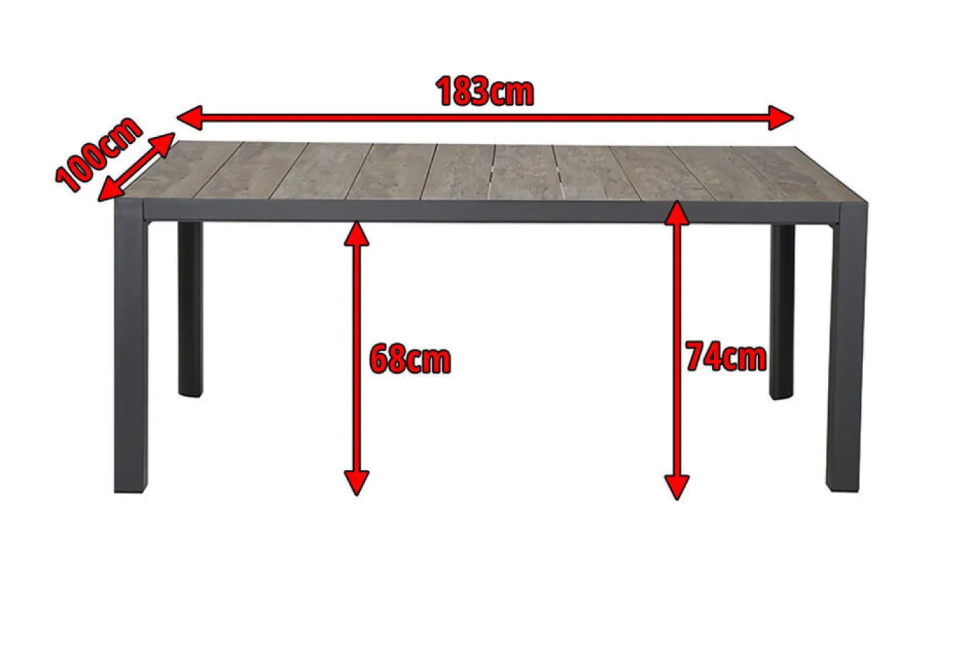 New Silva Diningtisch, anthrazit/washed grey, Alu/Keramik, 180x100cm Gartentische