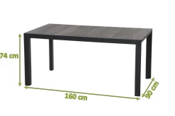 Clearance Silva Esstisch, anthrazit/grau, Alu/Keramik, 160x90 cm Gartentische