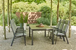 Outlet Silva/Valencia Garten-Essgruppe, anthrazit/grau, Alu/Textilgewebe/Keramik, 220 x 100cm, inkl. 6 Diningsessel, stufenlos verstellbar Garten-Essgruppen