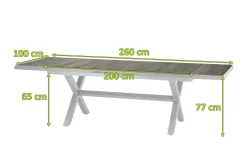 Best Sincro Ausziehtisch, matt weiß-grau/washed grey, Alu/Keramik, 200/260x100 cm, synchroner Auszugsmechanismus Gartentische|Aluminium-Gartenmöbel
