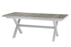Best Sincro Ausziehtisch, matt weiß-grau/washed grey, Alu/Keramik, 200/260x100 cm, synchroner Auszugsmechanismus Gartentische|Aluminium-Gartenmöbel