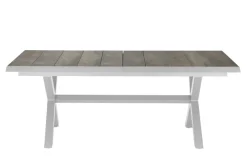 Best Sincro Ausziehtisch, matt weiß-grau/washed grey, Alu/Keramik, 200/260x100 cm, synchroner Auszugsmechanismus Gartentische|Aluminium-Gartenmöbel
