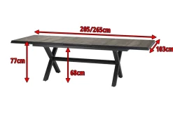 Hot Sincro Ausziehtisch, anthrazit/natur-grau, Alu/Keramik, 200/260 x 100 cm Gartentische