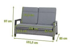Clearance Solea Sofa, anthrazit/blau, Aluminium, 151,5x85x97 cm, stufenlos verstellbar Gartenbänke & Gartensofas