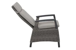 Hot Tirana/Corido Garten-Essgruppe, matt anthrazit, Alu/Polyrattan/Keramik, Ausziehtisch, 6 Dining Sessel Polyrattan-Gartenmöbel|Garten-Essgruppen