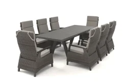 Sale Tirana/Corido Garten-Essgruppe, anthrazit, Aluminium/Keramik/Polyrattan, Ausziehtisch, 8 verstellbare Sessel Polyrattan-Gartenmöbel|Garten-Essgruppen