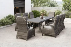 Sale Tirana/Corido Garten-Essgruppe, anthrazit, Aluminium/Keramik/Polyrattan, Ausziehtisch, 8 verstellbare Sessel Polyrattan-Gartenmöbel|Garten-Essgruppen