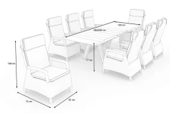 Sale Tirana/Corido Garten-Essgruppe, anthrazit, Aluminium/Keramik/Polyrattan, Ausziehtisch, 8 verstellbare Sessel Polyrattan-Gartenmöbel|Garten-Essgruppen