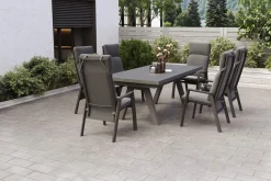 Hot SIENA GARDEN Tirana/Valencia Garten-Essgruppe, matt anthrazit, Alu/Edelstahl, Ausziehtisch, 6 Dining-Sessel Garten-Essgruppen|Aluminium-Gartenmöbel