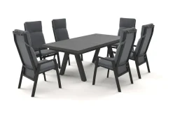 Hot SIENA GARDEN Tirana/Valencia Garten-Essgruppe, matt anthrazit, Alu/Edelstahl, Ausziehtisch, 6 Dining-Sessel Garten-Essgruppen|Aluminium-Gartenmöbel