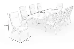 SIENA GARDEN Tirana/Valencia Garten-Essgruppe, matt anthrazit/wood-grey, Aluminium/Keramik, Ausziehtisch, 8 Dining Sessel Garten-Essgruppen|Aluminium-Gartenmöbel