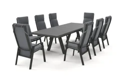 SIENA GARDEN Tirana/Valencia Garten-Essgruppe, matt anthrazit/wood-grey, Aluminium/Keramik, Ausziehtisch, 8 Dining Sessel Garten-Essgruppen|Aluminium-Gartenmöbel